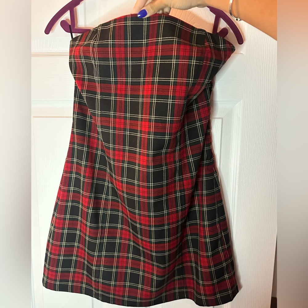 Garage Red and Black Plaid mini dress